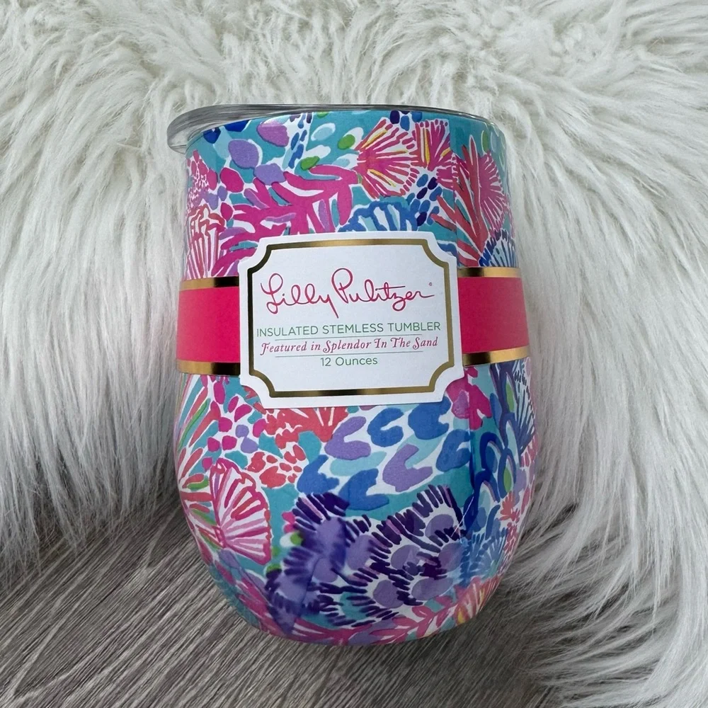 🌸 LILLY PULITZER  Insulated Stemless Tumbler “Splendor In The Sand”